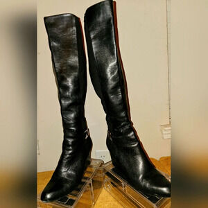 Calvin Klein size 8.5 knee high wedge boots Black.